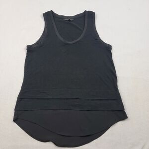 Banana Republic layered black sleeveless top with poly/ chiffon trim